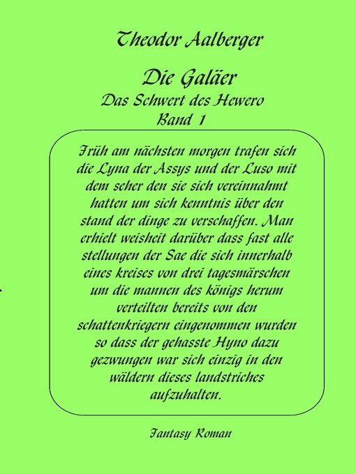 Title details for Die Galäer--Das Schwert des Hewero by Theodor Aalberger - Available